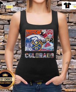 Colorado sports team tank top featuring logos of the Broncos, Rapids, Rockies, Nuggets, Buffaloes, and Avalanche.
