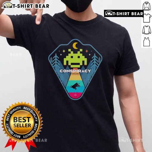 Top Conspiracy Dealer Retro Games T-Shirt featuring vintage game graphics in a stylish design for gamers.