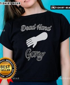 Top Dead Hand Gang Ladies Tee featuring bold graphic design, perfect for casual wear and fans of unique style.