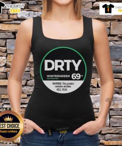 Top Dirty Kid Wintergreen 420 Pouches tank top featuring 'Warning: This product contains nicotine' graphic design.
