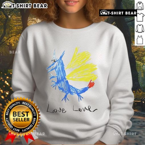 Colorful art sweatshirt featuring a vibrant design of a top dragon and the word 'Love' for unique style and comfort.