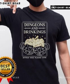 Top Dungeons And Drinkings Fantasy Role Playing Game T-Shirt featuring vibrant graphics and a playful design for gamers.