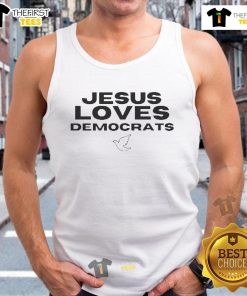 Top Dustin Anderson Jesus Loves Democrats tank top featuring a colorful graphic design and a modern fit for stylish activism.