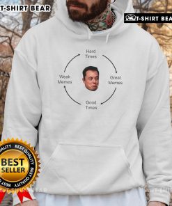 Trendy hoodie featuring 'Top Elon Musk Hard Times' memes, combining humor and pop culture in a stylish design.