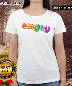 Colorful Top Emgay Rainbow Ladies Tee showcasing vibrant rainbow design for a stylish and inclusive fashion statement.