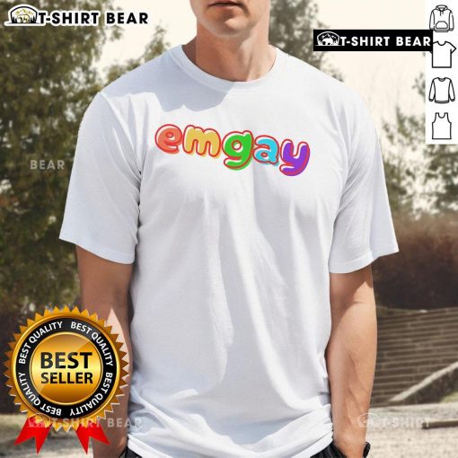 Top Emgay Rainbow T-Shirt featuring vibrant colors, perfect for Pride events and LGBTQ+ celebrations.