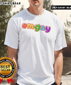 Top Emgay Rainbow T-Shirt featuring vibrant colors, perfect for Pride events and LGBTQ+ celebrations.