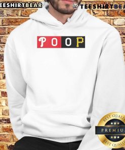 Alt Text: Top fans wearing commemorative Phillies Pirates POOP hoodie, celebrating their favorite teams in a vibrant atmosphere.