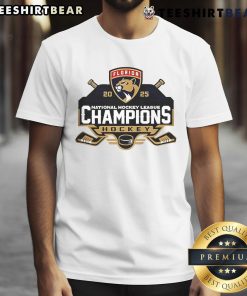 Top Florida Panthers Back To Back NHL Stanley Cup Champions hockey t-shirt featuring team colors and logo design.