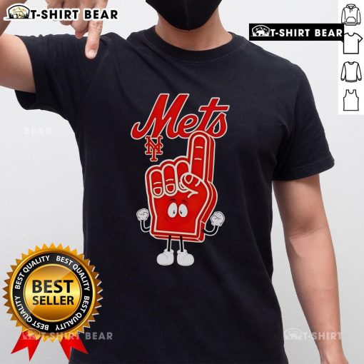 Top Foam Hand Number One Finger with New York Mets T-Shirt, perfect for fans showing team spirit at games or events.