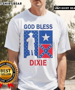 Top God Bless Dixie The Southern Soldier T-Shirt featuring a patriotic design celebrating Southern heritage and pride.