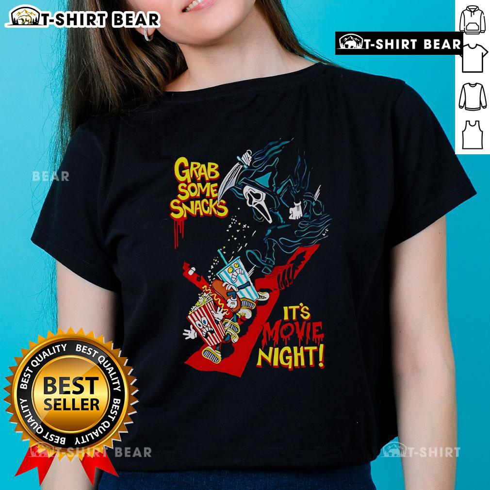 Top Grab Some Snacks It'S Movie Night Ladies Tee Top Grab Some Snacks It's Movie Night Ladies Tee featuring fun graphics perfect for movie lovers and cozy nights in.