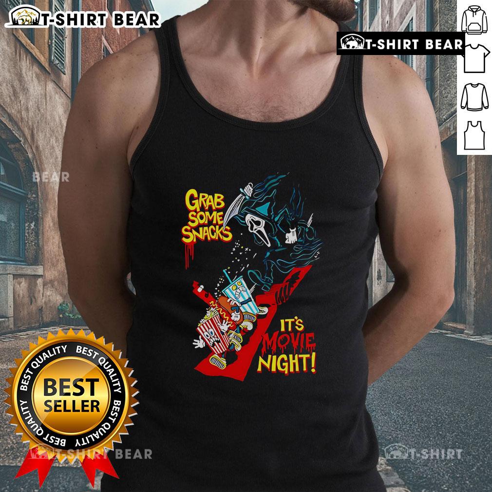 Top Grab Some Snacks It'S Movie Night Tank Top Alt Text: Top Grab Some Snacks It's Movie Night Tank Top featuring a fun design perfect for cozy movie nights.