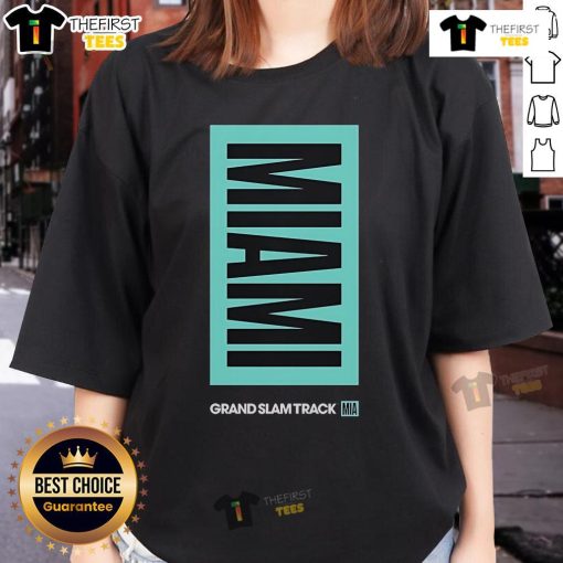 Alt Text: Top Grand Slam Track Miami Ladies Tee in vibrant colors, showcasing stylish design for active women.
