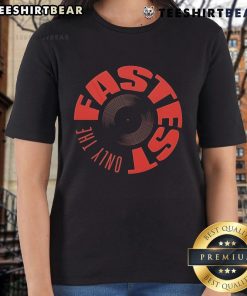 Alt Text: Top Grand Slam Track: Only the Fastest Ladies Tee showcasing stylish athletic apparel for female runners.