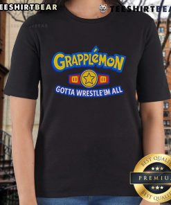 Top Grapplemon Gotta Wrestle Em All Ladies Tee featuring vibrant graphics and a comfortable fit for wrestling fans.