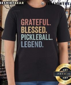 Top Grateful Blessed Pickleball Legend Ladies Tee featuring vibrant design for pickleball enthusiasts and fans.