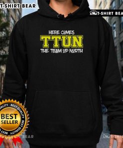 Top Here Comes TTUN The Team Up North Hoodie in navy blue, featuring a stylish design for fans and casual wear.