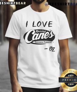 Alt Text: Top I Love Raising Cane's Chicken Fingers T-Shirt featuring a vibrant design for fans of the popular fast food chain.