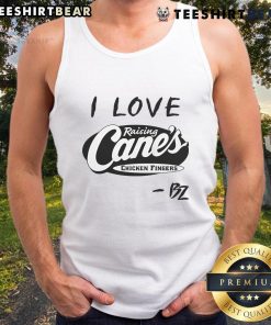 Alt Text: Stylish Top I Love Raising Cane's Chicken Fingers tank top, perfect for fans of the popular fast-food chain.