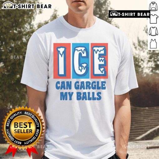 Top Ice Can Gargle My Balls T-Shirt featuring a humorous graphic design for casual wear and fun fashion enthusiasts.
