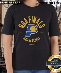 Top Indiana Pacers 2025 Finals Participant playoff charging foul graphic on a ladies tee shirt design.