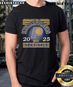 Top Indiana Pacers 2025 NBA Finals T-Shirt featuring team colors and logo, perfect for fans celebrating the championship.