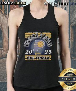 Top Indiana Pacers 2025 NBA Finals tank top showcasing team colors and logo, perfect for basketball fans and summer wear.