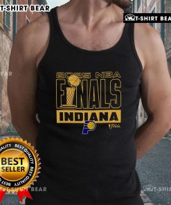 Top Indiana Pacers 2025 NBA Finals Trophy Tank Top featuring vibrant team colors and logo for passionate fans.