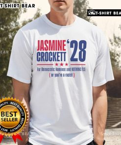 Top Jasmine Crockett '28 T-Shirt for Democratic Nominee - Bold message against racism and support for diversity.