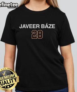 Alt Text: Top Javeer Baze Number 28 Ladies Tee in stylish design, perfect for casual wear and sports enthusiasts.