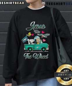 Top Jesus Take The Wheel Philadelphia Eagles Snoopy sweatshirt featuring a fun car design for fans.