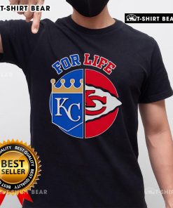 Alt Text: Top Kansas City Chiefs and Royals For Life T-shirt featuring team logos and vibrant colors for passionate fans.