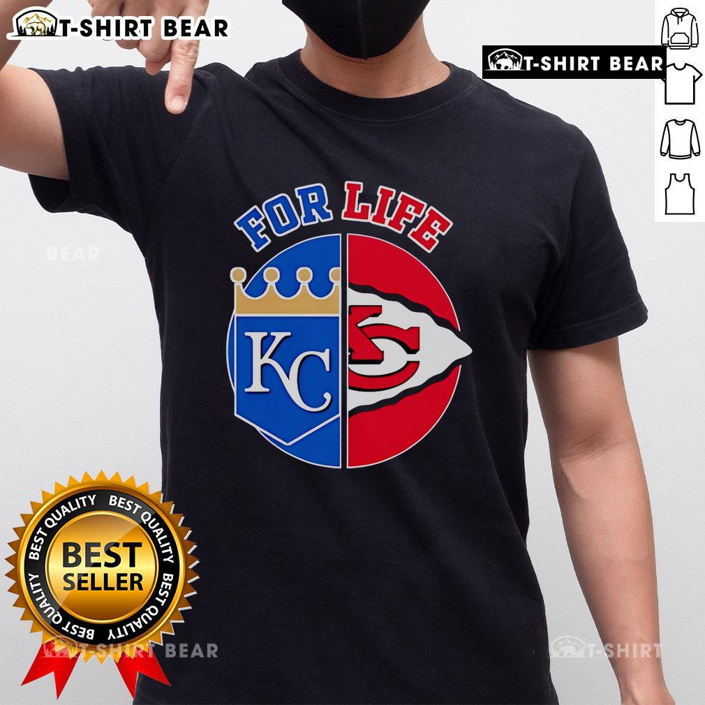 Top Kansas City Chiefs And Royals For Life T Shirt Alt Text: Top Kansas City Chiefs and Royals For Life T-shirt featuring team logos and vibrant colors for passionate fans.