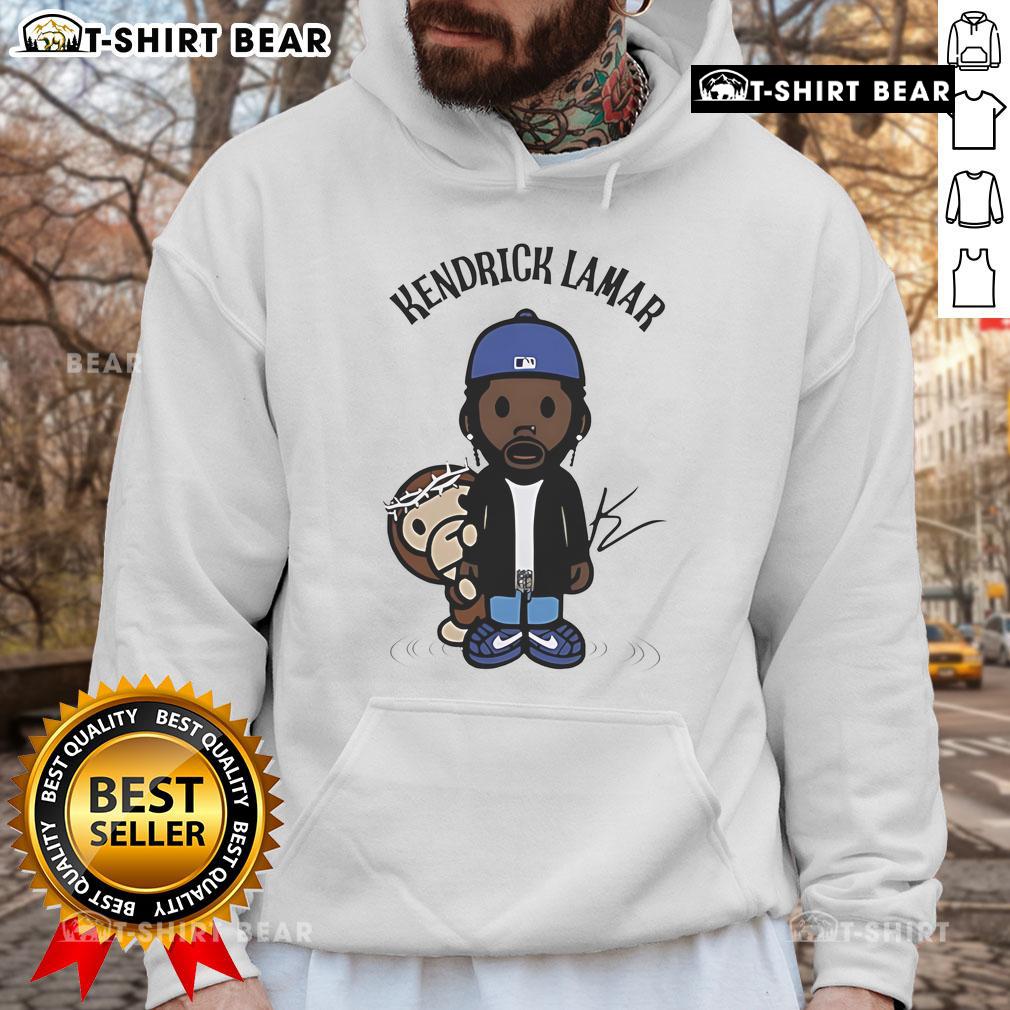 Top Kendrick Lamar With Monkey Chibi Hoodie Alt Text: Kendrick Lamar wearing a chibi monkey hoodie, showcasing vibrant artwork and streetwear style.