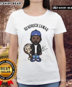Top Kendrick Lamar with monkey chibi design on a stylish ladies tee, perfect for fans of hip-hop fashion.