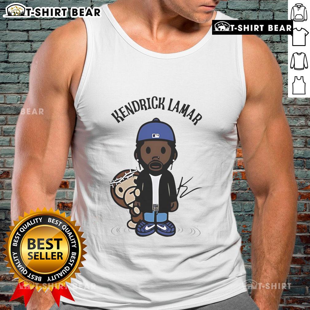 Top Kendrick Lamar With Monkey Chibi Tank Top Kendrick Lamar chibi tank top featuring a playful monkey design, perfect for fans of hip-hop and unique fashion.