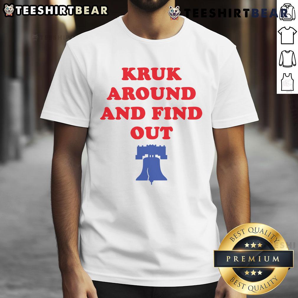 Top Kruk Around And Find Out Bella Canvas Philadelphia Baseball T Shirt Alt Text: Top Kruk Around And Find Out Bella Canvas Philadelphia Baseball T-Shirt in vibrant colors, perfect for fans.