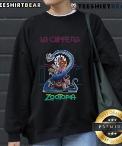 Top LA Clippers Zootopia 2 sweatshirt featuring vibrant graphics and a stylish design for fans and collectors.