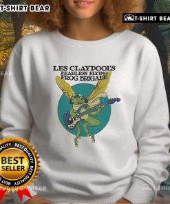 Alt Text: Top Les Claypool's Fearless Flying Frog Brigade Summer of Green sweatshirt featuring vibrant frog graphic design.