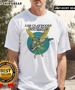Top Les Claypool's Fearless Flying Frog Brigade Summer of Green T-Shirt featuring vibrant graphics and bold colors.