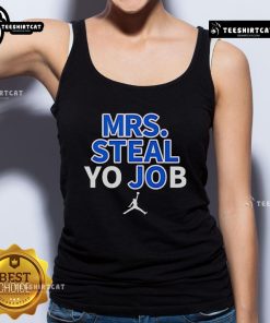 Lexie Hull wearing a 'Mrs. Steal Yo Job' tank top, showcasing a stylish and trendy casual look.