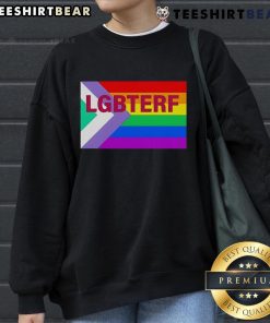 Alt Text: Top LGBTERF LGBT flag sweatshirt featuring vibrant colors and a stylish design for pride and inclusivity.
