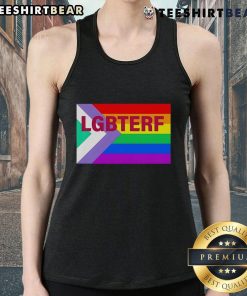 Top LGBTERF LGBT flag tank top featuring vibrant colors and a bold design, perfect for pride events and celebrations.