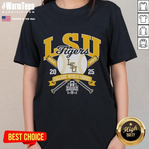 Top LSU Tigers College World Series 2025 baseball ladies tee in vibrant colors, perfect for fans and stylish game day wear.