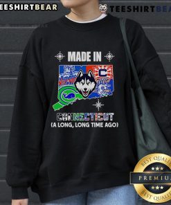 Cozy Top Made in Connecticut sweatshirt featuring retro design, perfect for casual wear and showing local pride.