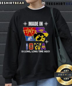 Cozy Made In Iowa sweatshirt featuring vintage design, perfect for casual wear and showcasing local pride.