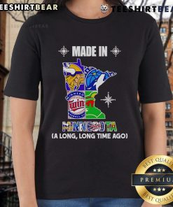 Top Made in Minnesota A Long Long Time Ago ladies tee featuring vintage design and comfortable fit for casual wear.