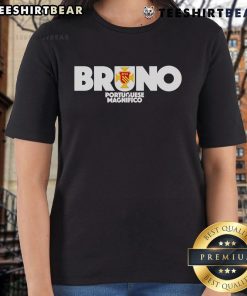 Alt Text: Top Manchester United F.C. Bruno Portuguese Magnifico ladies tee featuring vibrant design and comfortable fit.