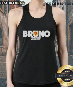 Alt Text: Bruno Fernandes Manchester United F.C. tank top featuring vibrant design, showcasing the Portuguese football star.